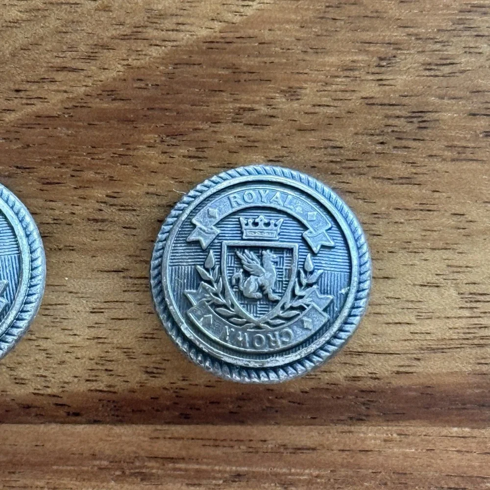 Royal Crown & Shield Gunmetal Button Set +1 Extra Replacement For Blazer Jacket